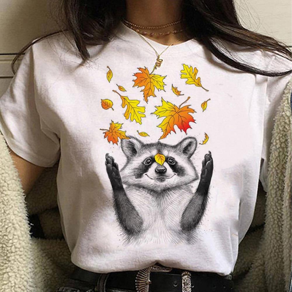 Racoon top women designer streetwear t shirt girl y2k 2000s clothing