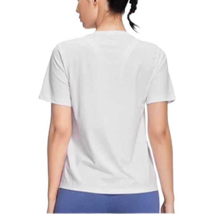 Li Ning Fitness Series Logo Print Solid Color Round Neck Short Sleeve T-Shirt Women Tops White ATSS360-7