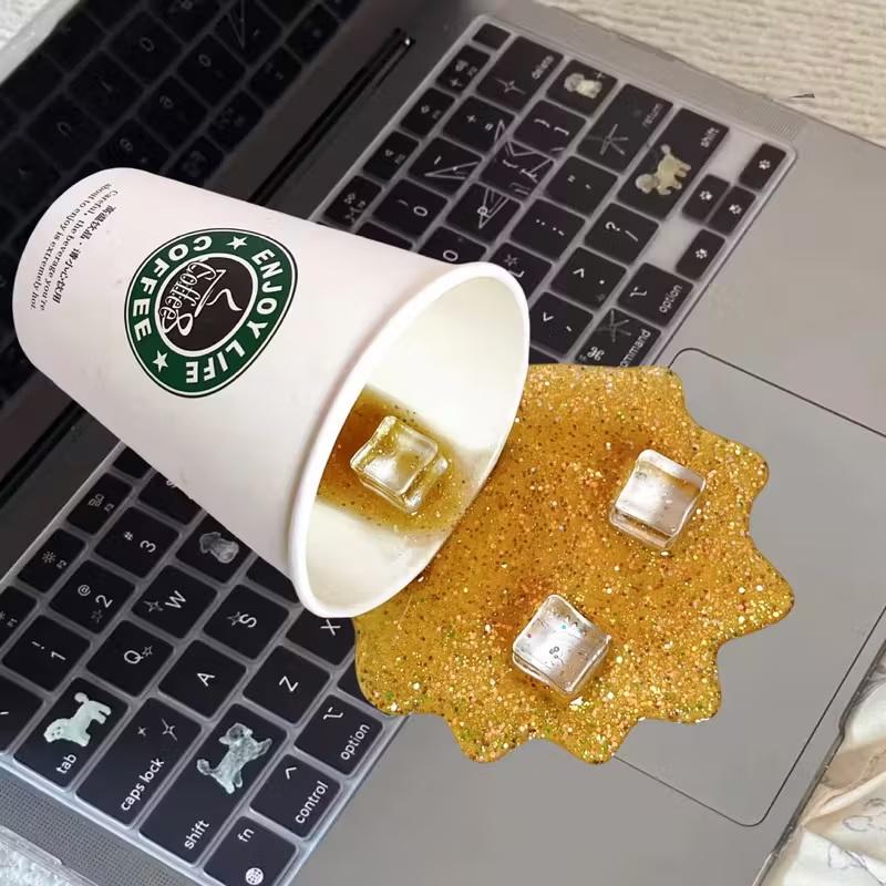 1Pc Overturned Coffee Cup Prank Phone Stand, Plastic Prank Toy, A Must-Have For Lazy People, Home Decoration Ornament.