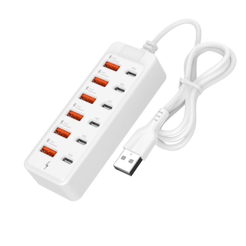 

MultiPort USB C And USB A Charging Adapter Electrical Socket Supports 12Devices Simultaneous Charging Adapter Stations 1
