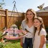 Solar Hanging Bird Bath Basin with Dual Water Flow Solar Fountain Outdoor Hanging Bird Waterer for Gardens Balconies Bird Bath