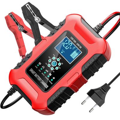 10A 7-Stage 12V/24V Smart Battery Charger with Indicator for Motorcycle and Car