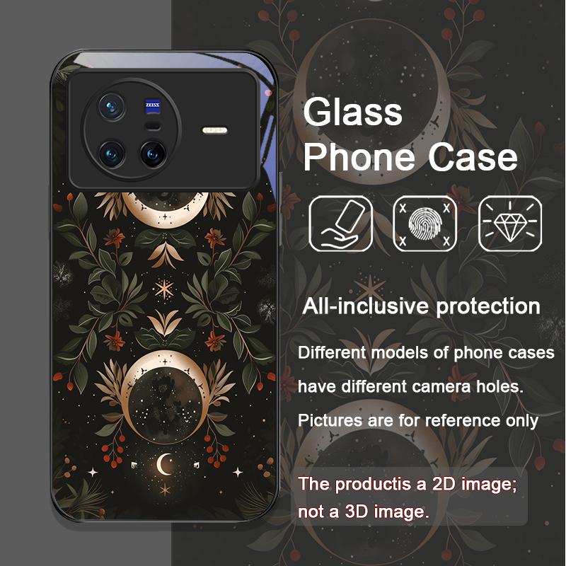Aesthetic Sunflowers and Moon Pattern Tempered Glass Phone Case for Xiaomi Redmi Note 15 Pro+ 14 13 12 11T PRO 10 Lite 5G Cover