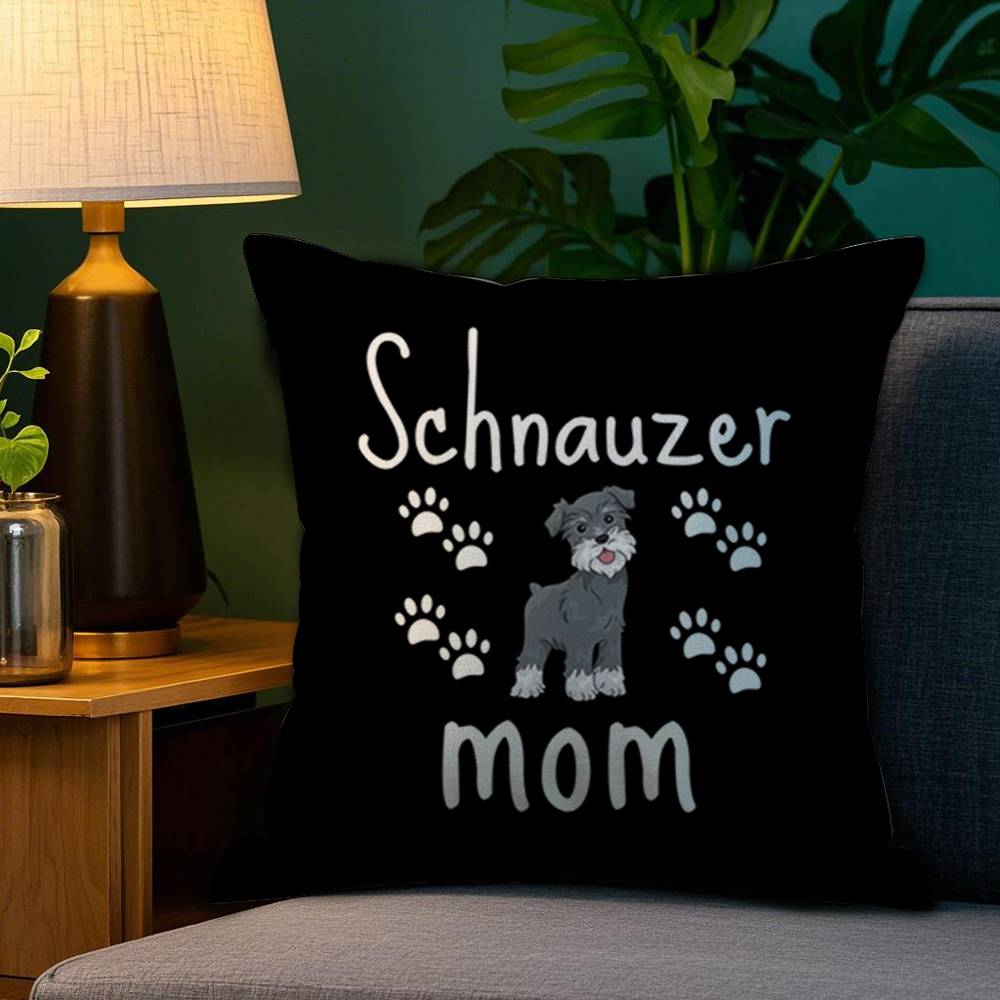 Miniaturschnauzer Hund Kuddfodral Plysch Tyg Mjuk Dubbelsidigt Tryck Hem Soffa Hög Kvalitet Kuddöverdrag Överkast
