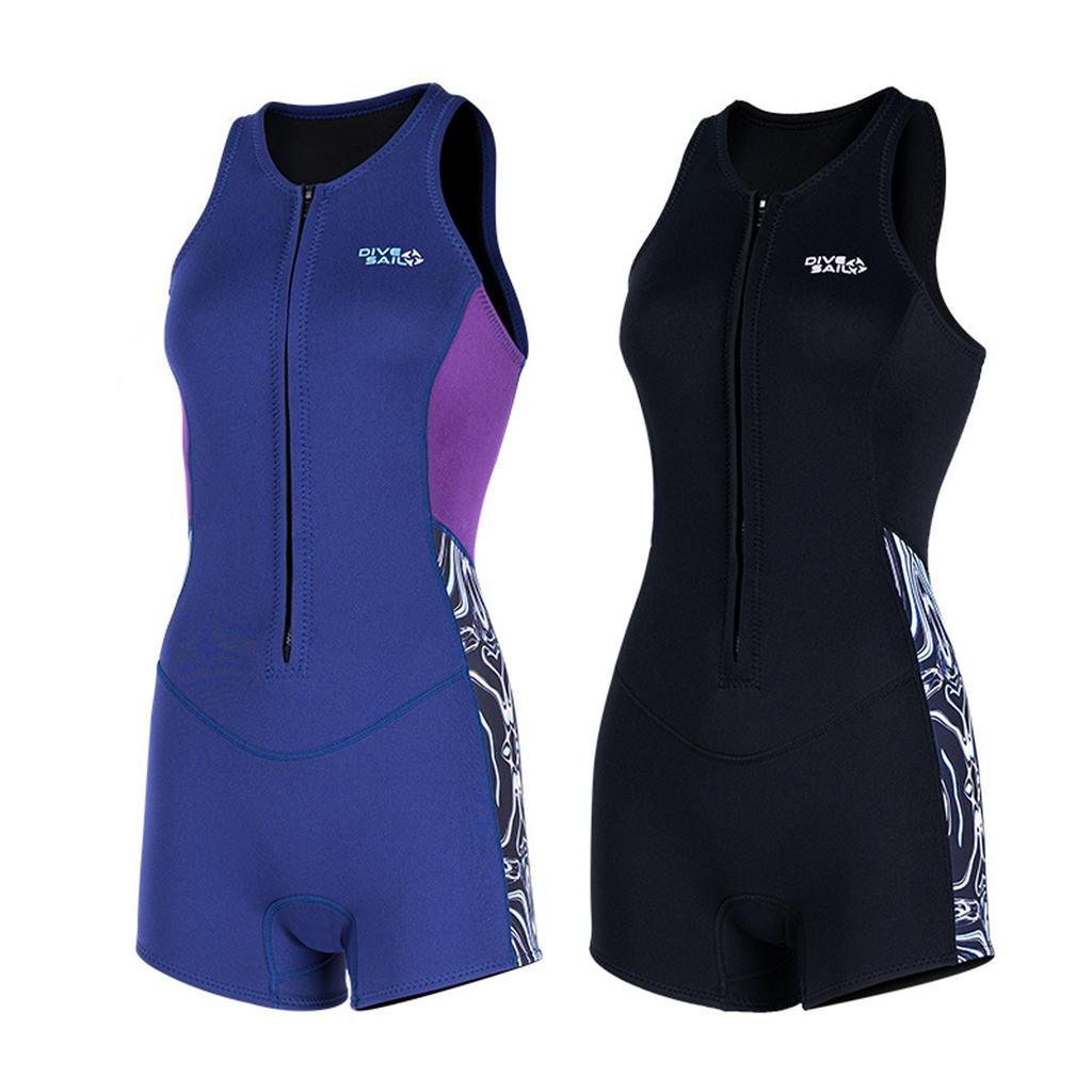 Dámský jednodílný shorty 2mm neoprenový oblek na plavání potápěčský shorty oblek se zipem vpředu pro plavání potápěn