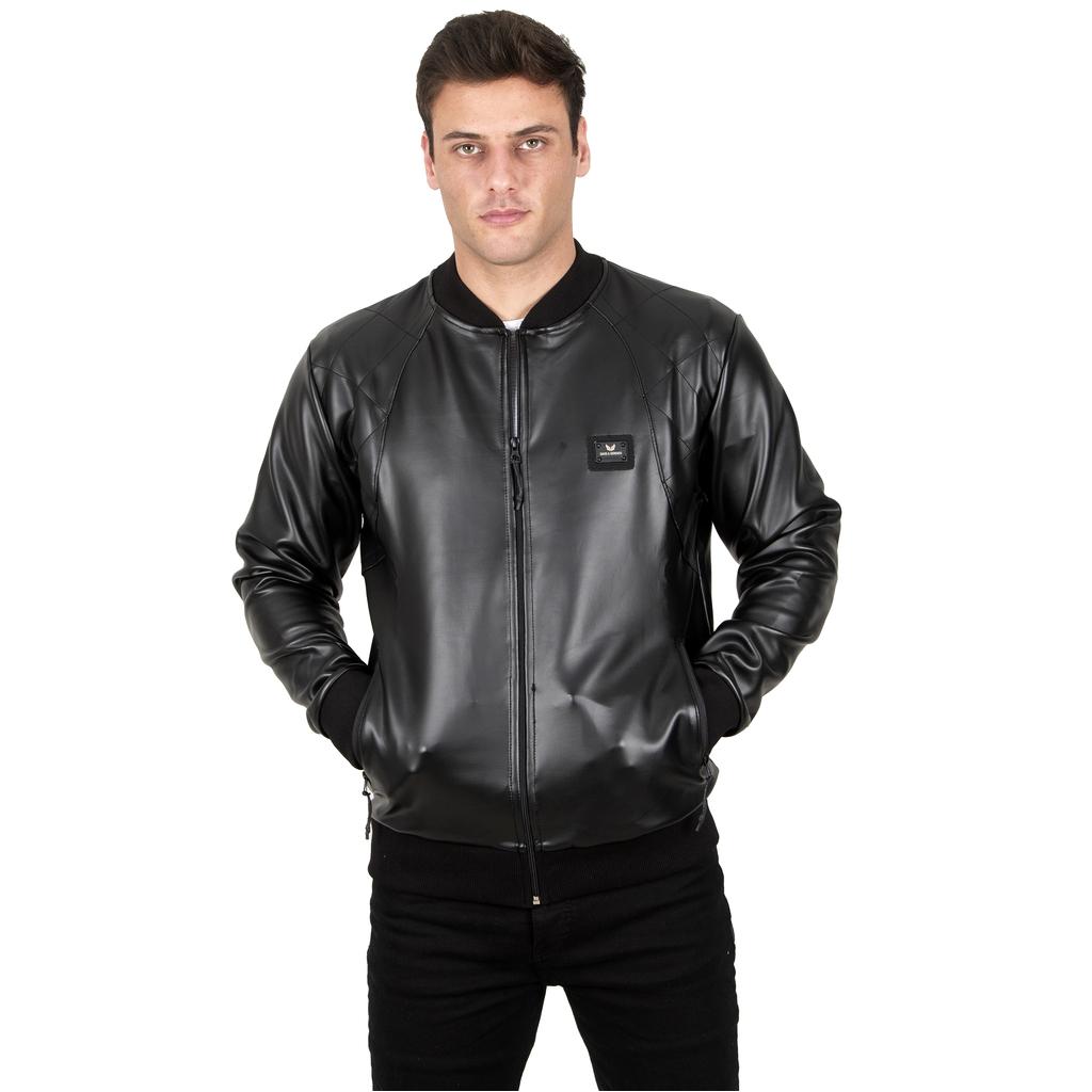 

Мужское студенческое пальто из искусственной кожи DeepSEA с воротником в рубчик и молнией 23020587