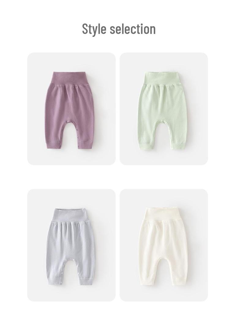 Infant High-Waist Cotton Pants - Big Butt, Belly Protection, Warm for Spring & Autumn