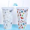 Portable Straw Cup with Lid Travel Mug Color-Changing Juice Beverage Cup X3UC