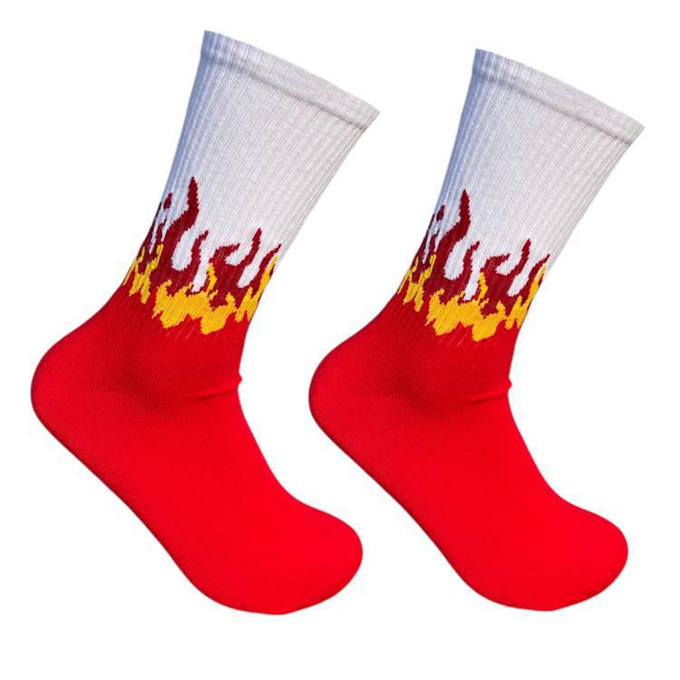 Flame Mid-Calf Skate Socks: Unisex European & American Hip-Hop Street Style, Versatile High-Top Sports Design.