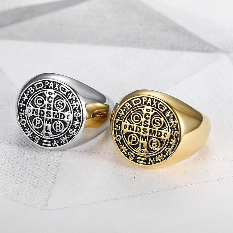 Vintage Titanium Steel Hip-Hop Letter Ring for Men - European & American Style