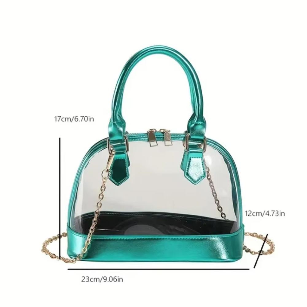 Elegant PU Leather Handbag Shell Shape Casual Messenger Purse Transparent Jelly Handbag  Girls