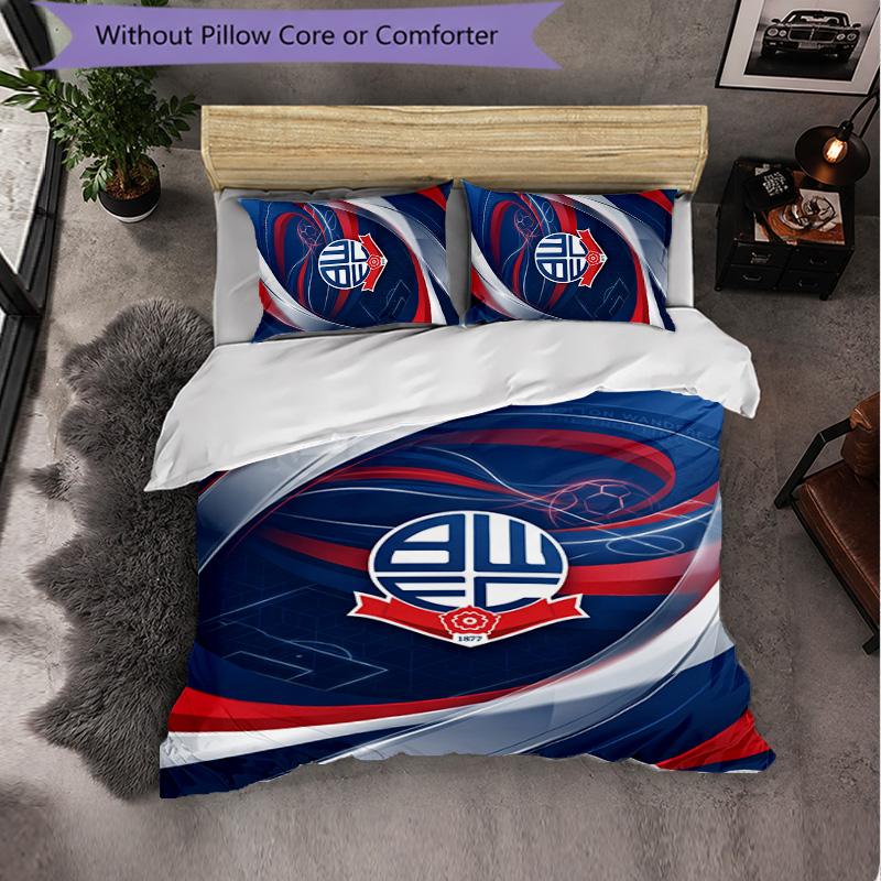 Bolton Wanderers FC Themed Bedding 3Pcs Duvet Cover Set Decorative Bed Linen For Teen Room Home Decoration
