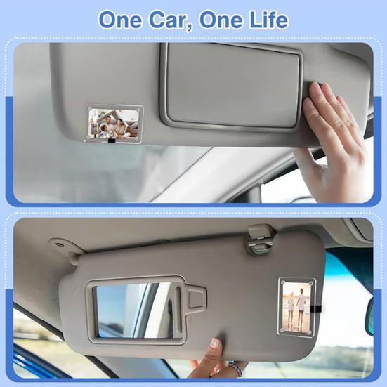 Car Visor Photo Frame Clear Acrylic Photo Holder Clip-on Car Interior Picture Frame Fits Most Visors for Kids Family Photos Couple Keepsake