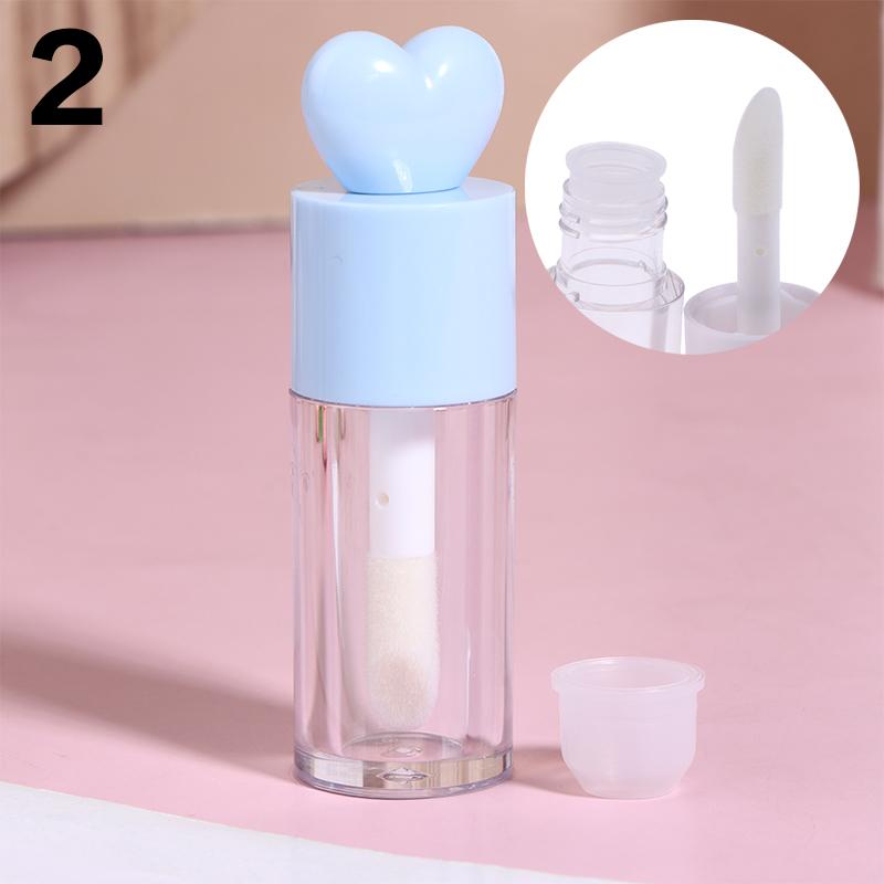 Tubes de Gloss Mignons en Forme de Cœur Transparents Rechargeables 4ml Contenants Cylindriques avec Applicateur Baguette pour Baume à Lèvres et Gloss DIY