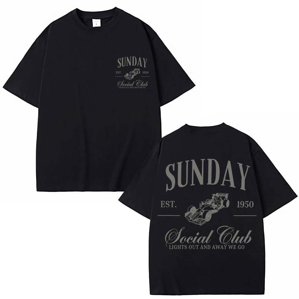 Sunday Social Running Club Graphic T Shirt Men Women Sporty Racing Vintage Fashion Short Sleeve Oversized T Shirts S