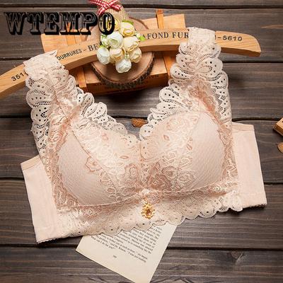 Push-up Bra Sexy Women Lace Back Closure Wire Free 3/4 Cup Underwear