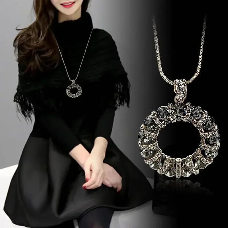 Long Necklaces & Pendants Vinatge Blue Square Necklace for Women Fashion Collier Femme