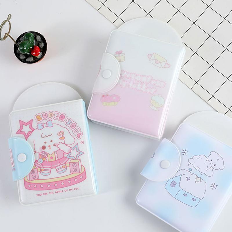 Roztomilé fotoalbum 3palcový držák na fotokarty album na idol karty sběratelská kniha 32kapsové album pouzdro na fotokarty