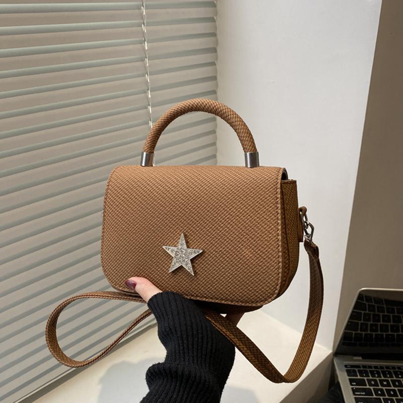 Starry Diamond Chain Texture Crossbody Bags Women Fashion Shiny Star Small Square Hand-held Shoulder Bag Lady Commuting Handbags