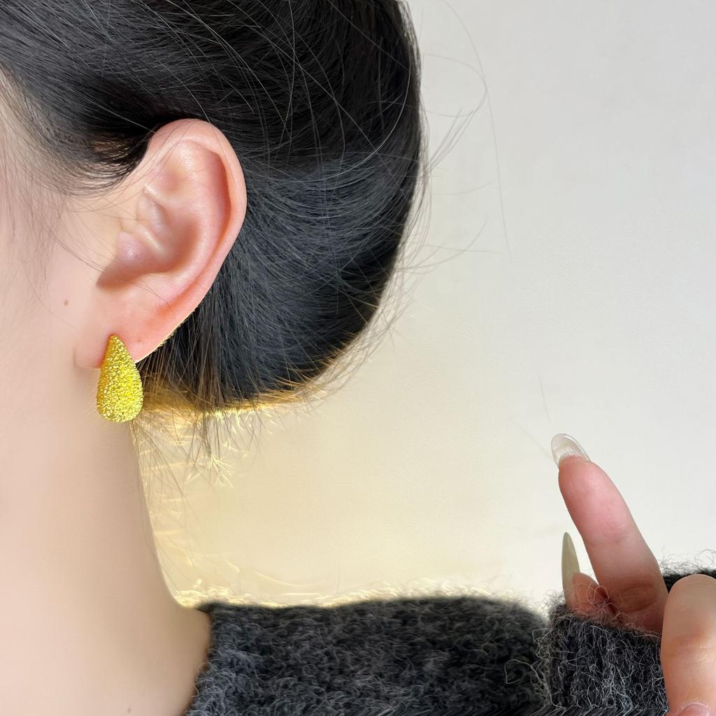 New 925 Silver Hoop Earrings Clip Matte Circle Geometric Punk For Women Girl Gift Jewelry