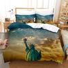 Statue of Liberty Duvet Cover Set for Teens Adults Lightweight Down Quilt Covers Room Decor 2 Pillowcases 1 Duvet Cover No Quilt