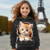 Girl Clothes Hoodies Long Sleeve Cartoon Kawaii Cat 3D Autumn Kids Clothes Fashion Casual Tops Outdoor Girl Children's Clothing