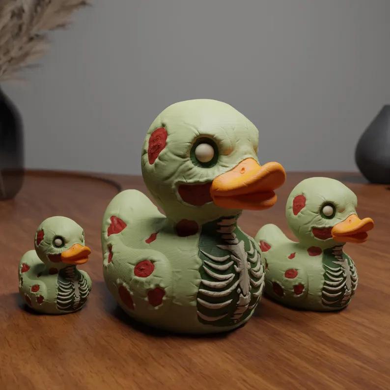 Gothic Halloween Zombie Duck Resin Ornament for Home Decor