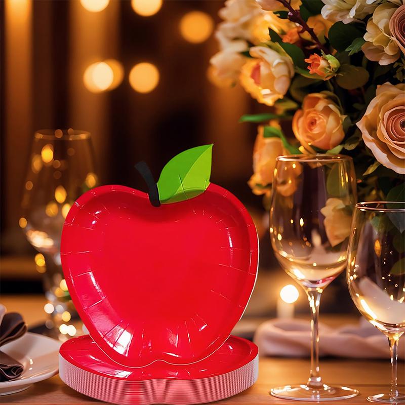 10PCS/Set Paper Plates Family Gatherings Party Supplies Funny Disposable Plates Portable Apple Shape Cute 16x18cm