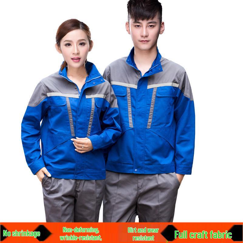 Color Block Men's Mechanic Work Overalls: Long Sleeve, Dirt Resistant Workshop Uniform