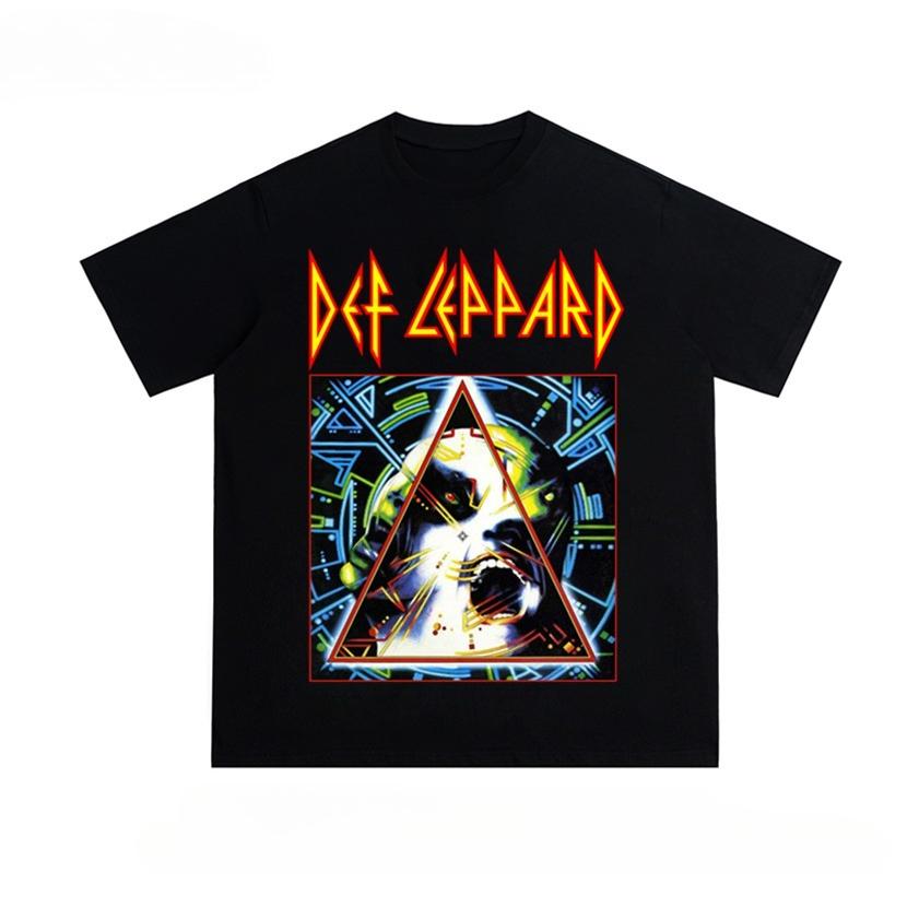 Def Leppards Popular Heavy Metal Band Print American Shortsleeved Trendy Tshirt for Both Men and Women Made of Pure Cotton