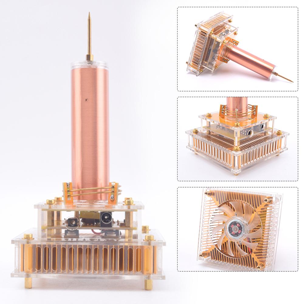 For Musical Tesla Coil Wireless Music Plasma Speaker Plasma Music Tesla Coil Module Golden With Acrylic Shell EU/US Plug DC8-32V