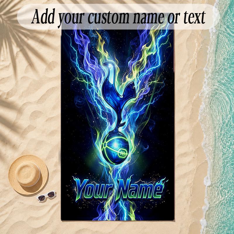 Beach TowelTottenham Hotspur FC Custom Name Text Personalized Soft Towel for Beach Pool Indoor Home Decor Gift
