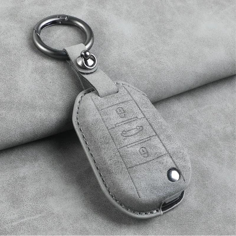Leather Car Flip Key Case Cover for Peugeot 208 308 408 508 2008 3008 4008 5008 306 407 807 for Citroen C1 C3 C4 CACTUS C6 C8