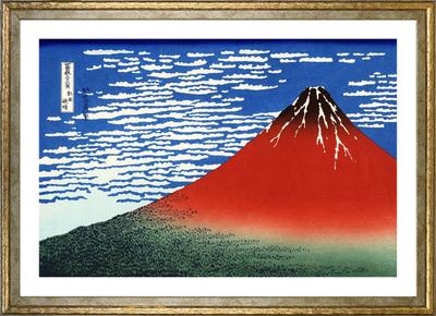 Katsushika Hokusai Poster Views of Mount Clear Fine A3 Size Interior Wallpaper Painting Art Poster Gold Frame (Thirty-six Fuji, Skies, Winds) Ukiyo-e