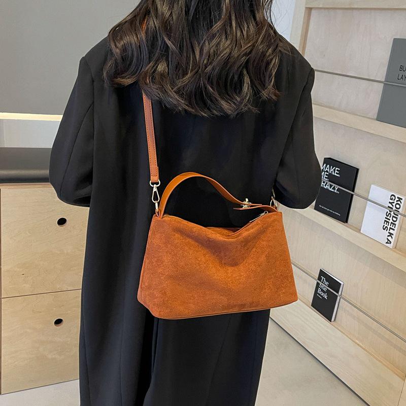Retro Matte High-End Suede Crossbody Bag - Large Capacity, Versatile Shoulder or Underarm Design