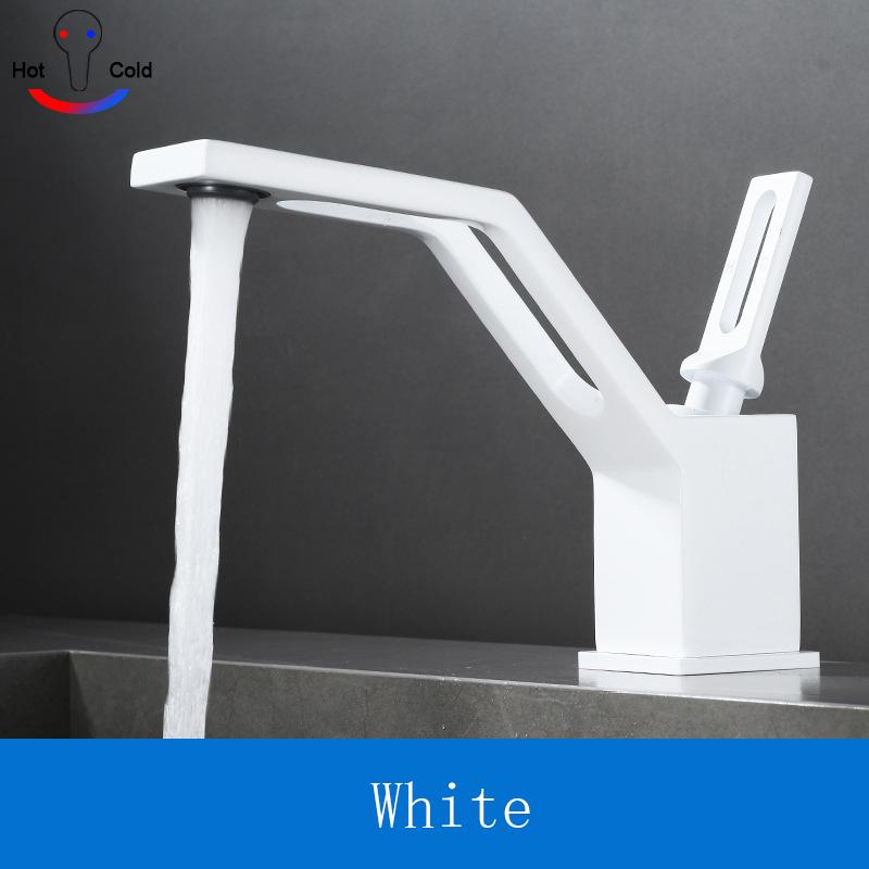 

Creative Bathroom White Basin Faucet Brass Hot And Cold Faucet Splash Proof Single Hole Single Handle Sink Tap Deck Mounted белый