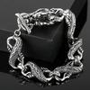 Kalen Dragon Bracelet Vintage Men's Carved Textured Bracelet Stainless Steel Jewelry Holiday Gift