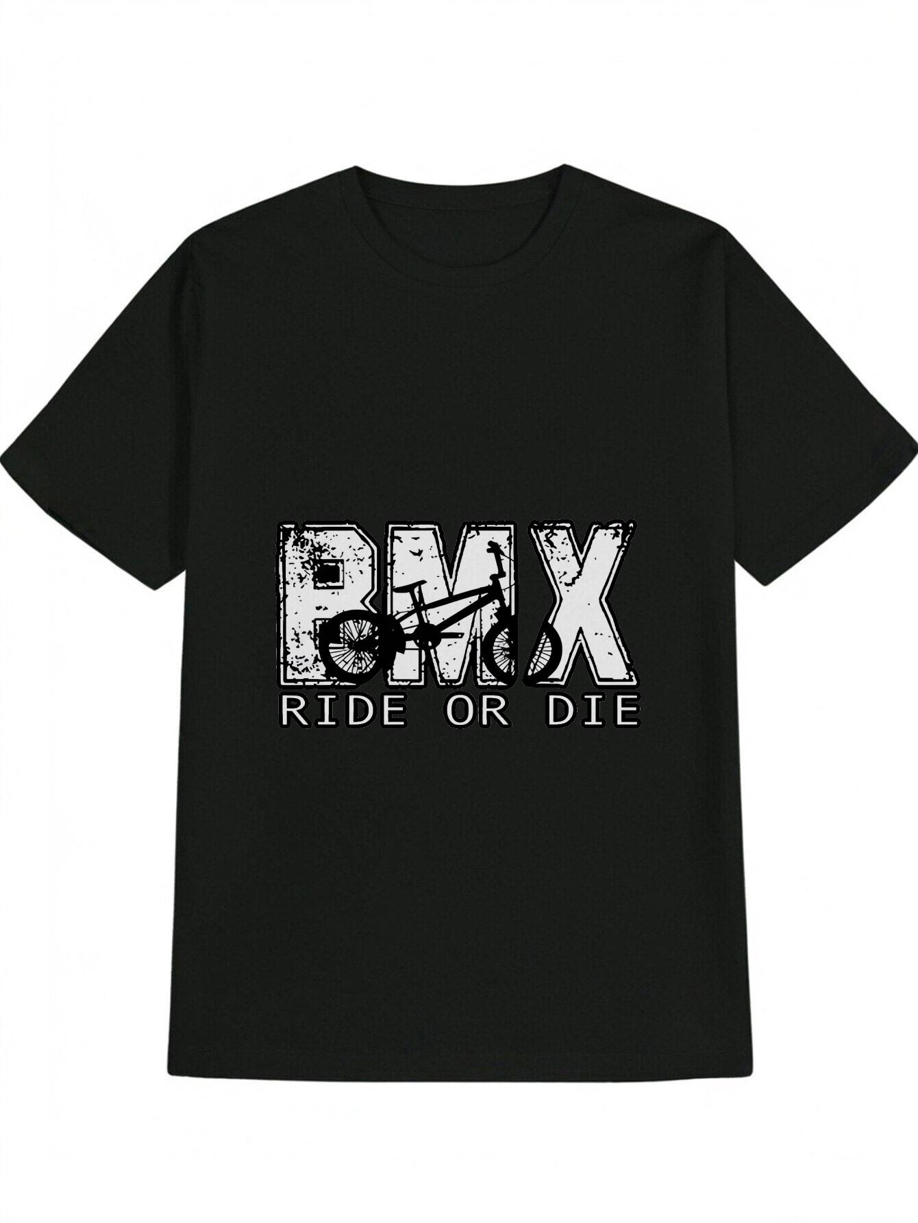 Casual Crew Neck T-shirt with BMX Print S