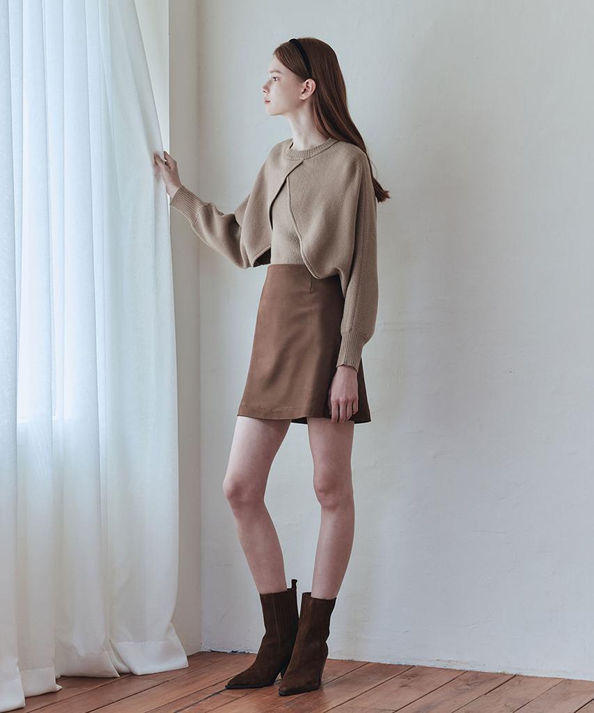 ZEROSTREET Amber Suede Mini Skirt / Brown