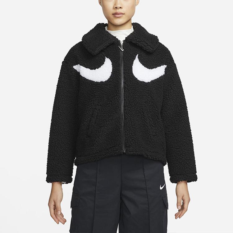 Nike Swoosh Womens Full-Zip Jacket (Asia Sizing) Black/White Women Streetwear DD5621-010
