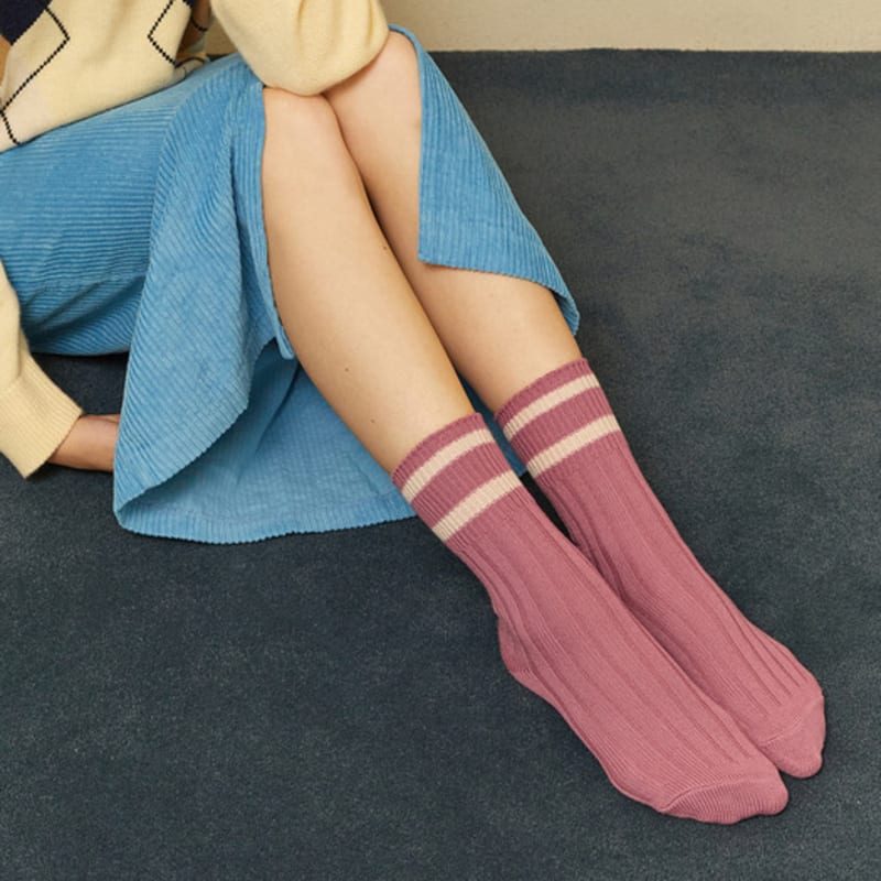 SOCKS APPEAL rib two stripe pink