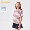 Balabala Children's Clothing, Children's Short Sleeved T-shirt, Girls' New Summer Outfit, Big Children's Quick Drying Sweet Printed Top