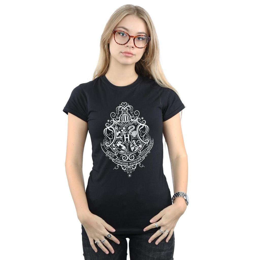 HARRY POTTER Womens/Ladies Hogwarts Draco Dormiens Crest Cotton T-Shirt