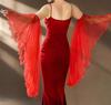 Maniche a Soffio Lunghe Staccabili in Tulle, Maniche Finte Ruffled in Rete Trasparente Off-Shoulder per Abito da Sposa, Abito da Sera/Prom