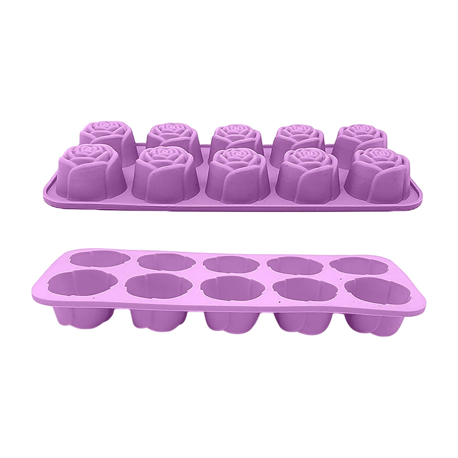 

Silicone Rose Shaped Baking Mold Nonstick Muffin Pan Flexible Cake Mold Tray for Chocolate Jelly Soap Candle Making One Size фиолетовый