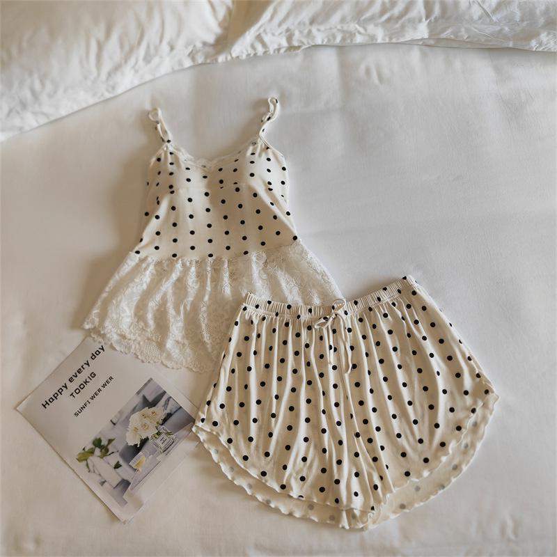 Modal Women's Summer Camisole Pajama Set with Chest Pads - French-Inspired, Sexy, Lightweight Homewear