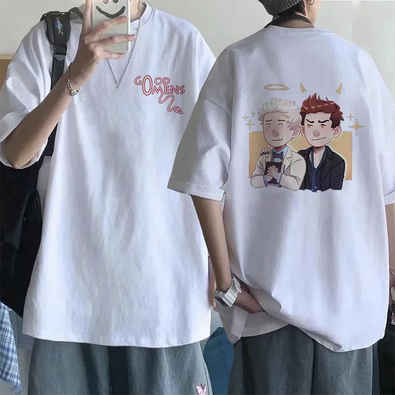Lustige EU-Größen T-Shirts für Männer Good Omens Cartoon T-Shirt Harajuku T-Shirt Das Ende war nur der Anfang Grafik-Tee Tops Streetwear
