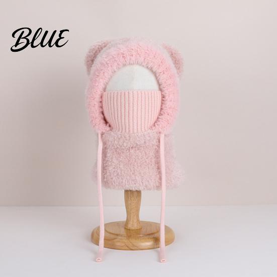 Soft Baby Hat Lightweight Kids Styling Warm Bear Ear Children Plush Windproof Winter with Face