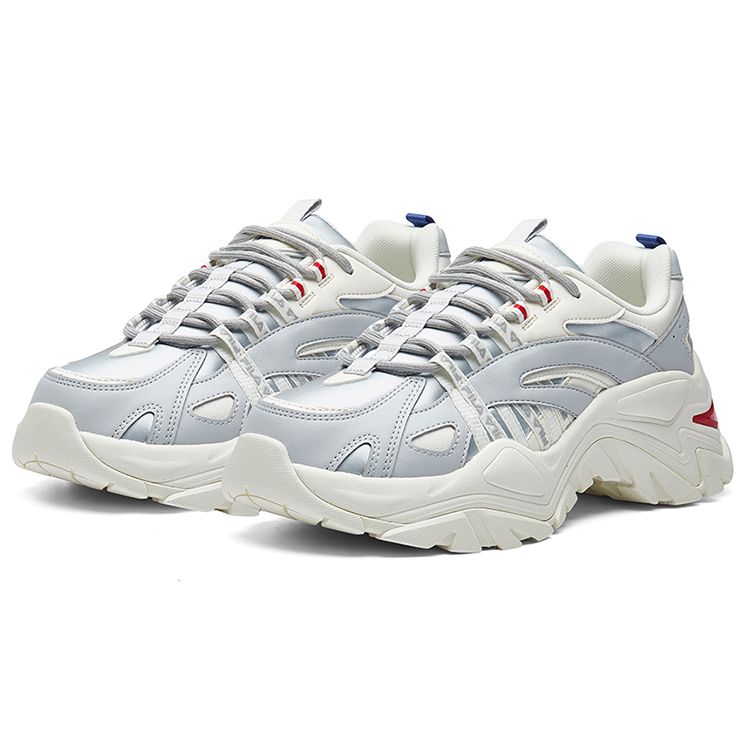 Fila Fisherman Round Toe Lace-Up Low-Top Dad Shoes Women Sneaker Gray White Red F12W044115FGS