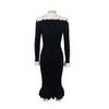 French Skirt Ruffle Edge Dress Knitted Skirt  And Winter New Woolen Dress